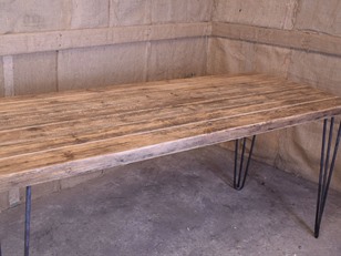 Retro Industrial Plank Table 