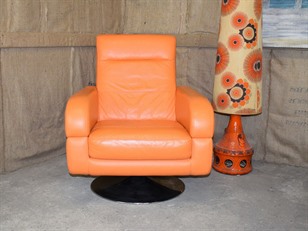 Orange Leather Swivel Chair