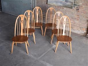 6 Ercol Swan Back Windsor Quaker Chairs
