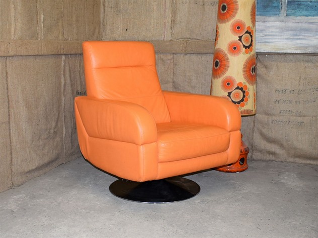 Orange Leather Swivel Chair